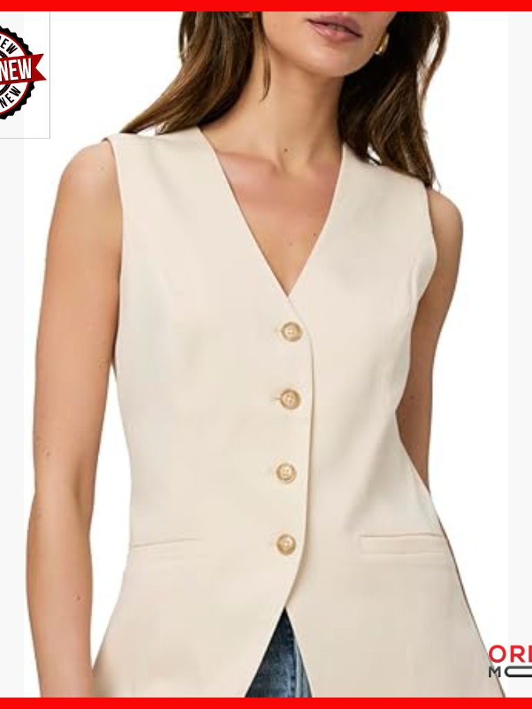 Sleeveless Longline Vest Top With Horn Buttons, Size 6, Hand Wash